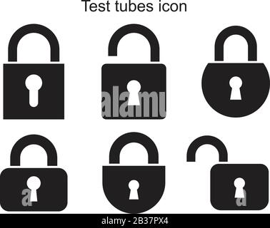 Icona lucchetto modello nero colore modificabile. Icona lucchetto simbolo vettore piatto illustrazione per disegno grafico e web. Illustrazione Vettoriale