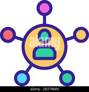 l'uomo attrae il vettore delle icone dei referral. Illustrazione del simbolo del contorno isolato Illustrazione Vettoriale