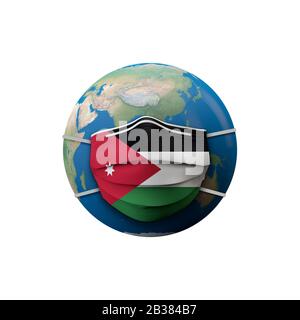 Maschera medica protettiva Jordan flag. Rendering 3D Foto Stock