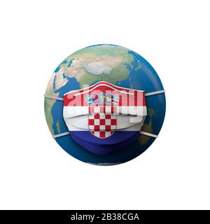 Croazia bandiera maschera medica protettiva. Rendering 3D Foto Stock