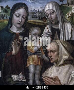 Italia Lombardia Milano Pinacoteca Di Brera - Bergognone - Ambrogio Da Fossano - Madonna Col Bambino, Santa Caterina Da Siena E Un Montone Certosiano Foto Stock