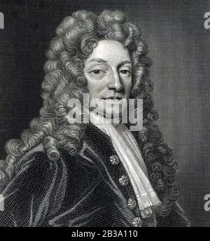 Christopher WREN (1632-1723) architetto, astronomo e anatomista inglese nel 1711 Foto Stock