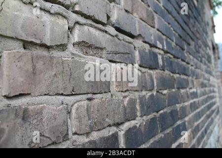 Retro muro in mattoni vecchia texture, grande design per qualsiasi scopo. Texture grunge grigia. Stock foto forweb stampa, sfondo e sfondo con spazio vuoto per il testo. Foto Stock