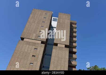 Plattenbau, Ordensmeisterstrasse, Tempelhof di Berlino, Deutschland Foto Stock