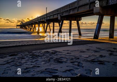 Alba al molo internazionale di pesca di Deerfield Beach a Deerfield Beach Flotida Foto Stock