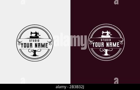 Logo vintage per atelier o negozio di cucito Illustrazione Vettoriale