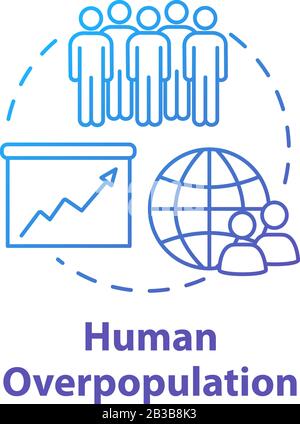 Icona concetto di sovrappopolazione umana. Aumento del tasso di natalità. Popolazione internazionale. Impronta ecologica. L'idea di società sottile linea illustrazione. Vettore Illustrazione Vettoriale
