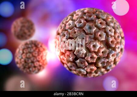 Malattia infettiva herpes simplex virus cellule concettuali 3D illustrazione Foto Stock