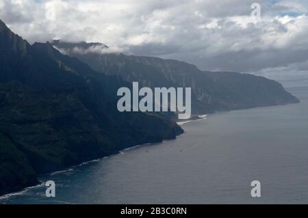 Foto aerea della costa di Napali. Kauai, Hawaii. Foto Stock