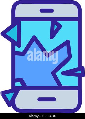 Vettore icona telefono rotto. Illustrazione del simbolo del contorno isolato Illustrazione Vettoriale