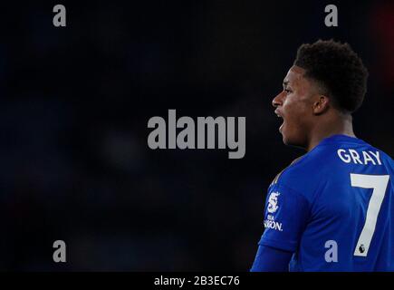 Leicester, Regno Unito. 04th Mar, 2020. Demarai Gray di Leicester City durante la 5th partita rotonda della fa Cup tra Leicester City e Birmingham City al King Power Stadium di Leicester, Inghilterra, il 4 marzo 2020. Foto di Andy Rowland/prime Media Images. Credito: Prime Media Images/Alamy Live News Foto Stock