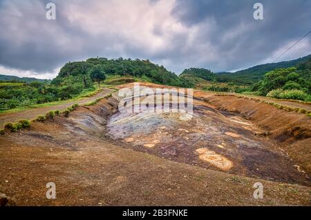 Chamarel sette terre colorate sull'isola di Mauritius. Foto Stock