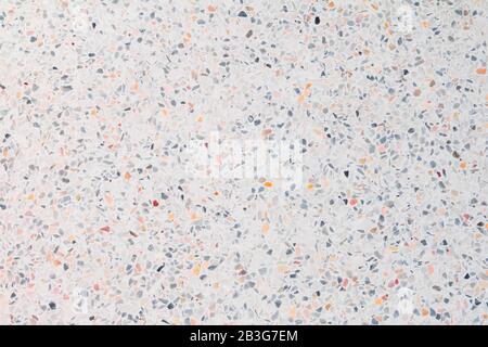 pavimento terrazzo tessitura e colore pietra lucida disegno vecchio superficie marmo vintage per immagine di sfondo orizzontale Foto Stock
