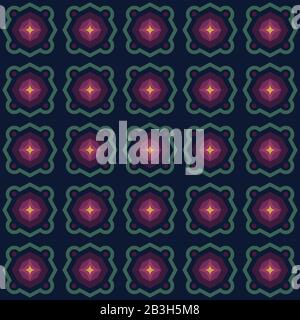 Modello Geometrico Senza Cuciture Di Poligoni E Stelle. Motivo Scuro Su Sfondo Scuro. Per Pattern, Textile, Fabric, Wrapping Paper, Laser Cutting. Vect Illustrazione Vettoriale
