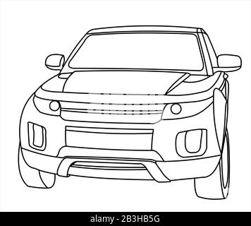 SUV, vista frontale. Macchina costosa. Illustrazione moderna del vettore piatto. Illustrazione Vettoriale