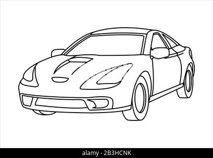 Auto per passeggeri, vista a tre quarti. Auto veloce. Profilo. Illustrazione Vettoriale