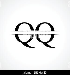 Modello Vettore Di Disegno Con Logo Qq Lettera Monogramma Iniziale. Lettera Nera Qq Logo Design Illustrazione Vettoriale
