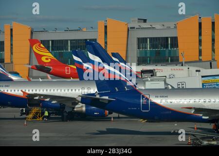 Flugzeuge, Flughafen, Scheremetjewo, Moskau, Russland Foto Stock