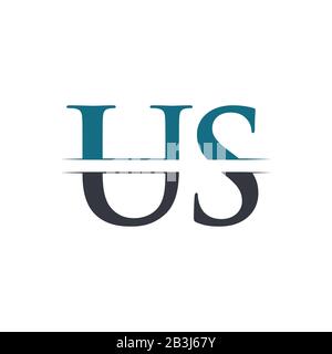 Lettera iniziale di noi Logo Design template vettoriale. Lettera USA Logo Design Illustrazione Vettoriale