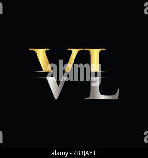 Modello vettore logo Creative Letter VL Con colore oro e argento. Logo VL Illustrazione Vettoriale