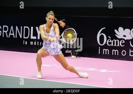 Il 04/03/2020, Lione, Auvergne-Rhône-Alpes, Francia. 6th Sense Women's Tennis Open al Palais des Sports de Gerland. Foto Stock