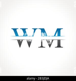 Logo Iniziale Con Collegamento A Wm Letter. Modello Vettore Di Disegno Di Logo Wm Di Lettera Creativa Illustrazione Vettoriale