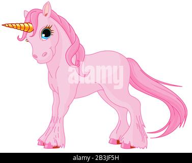 unicorno festa fiaba magia rosa carino bianco illustrazione Foto Stock