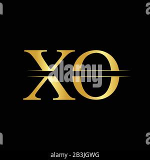 Logo Xo Creative Letter Vector Con Colore Oro. Disegno Astratto Del Logo Xo Della Lettera Collegata Illustrazione Vettoriale