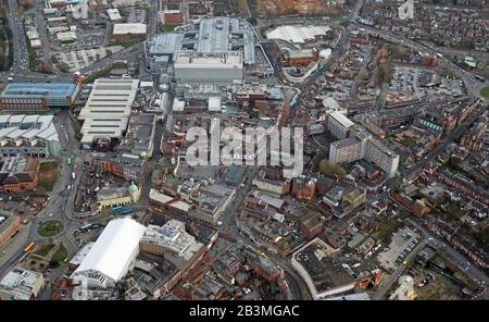 Vista aerea del centro di Derby Foto Stock