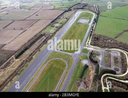 Veduta aerea della pista di prova Gaydon nel Warwickshire, Regno Unito Foto Stock