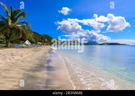 Bella Spiaggia, Mare Turchese, South Friars Bay, Parrocchia Di Saint George Basseterre, St. Kitts, St. Kitts E Nevis, Isole Leeward, Indie Occidentali, Caribb Foto Stock
