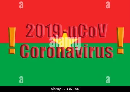 Bandiera del Burkina Faso con il cartello nCoV Coronavirus del 2019 Foto Stock