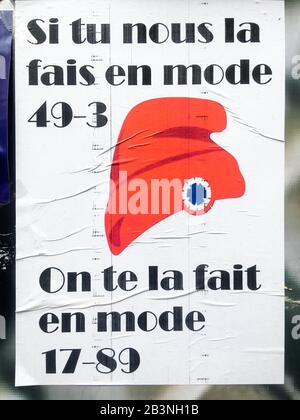 Riforma del diritto delle pensioni: Protesta contro l'uso di 49-3 articolo, Lione, Francia Foto Stock