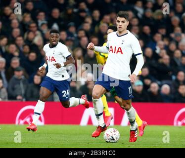 Londra, INGHILTERRA - MARZO 04: Erik Lamela di Tottenham Hotspur durante la quinta partita della fa Cup Emirates tra Tottenham Hotspur e Norwich City a Mar Foto Stock