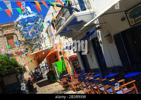 Colori tipici greci nell'isola di Symi Foto Stock