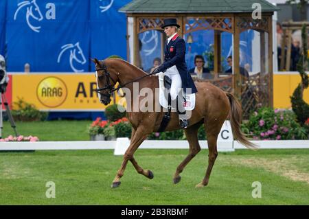 Zara Phillips (GBR) Toytown equitazione - Giochi equestri mondiali, Aachen, - Agosto 25, 2006, Eventing prova di dressage Foto Stock