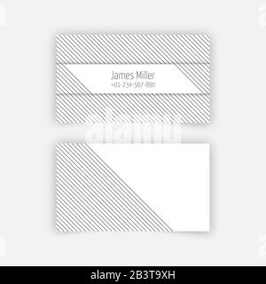 Modello vuoto per biglietti da visita con sfondo testurizzato da sottili linee diagonali e semplice banner rettangolare separati da un'ombra. Vect minimal elegante Illustrazione Vettoriale