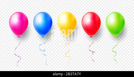 Palloncini colorati su sfondo trasparente. Illustrazione del vettore Illustrazione Vettoriale