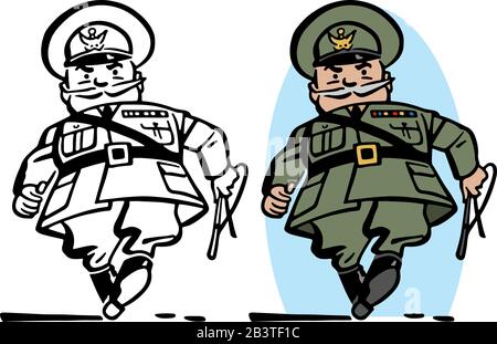 Un cartone animato di un esercito americano della seconda guerra mondiale in uniforme. Illustrazione Vettoriale