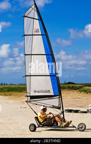 Strandsegeln, Strandsegler, Landsailing Su Bonaire Foto Stock