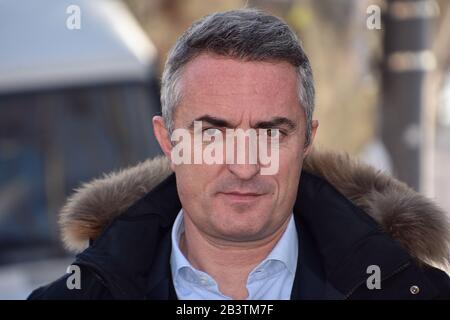 Candidato per le elezioni del sindaco di Marsiglia Senatore, campagne Stephane Ravier a Marsiglia. Foto Stock