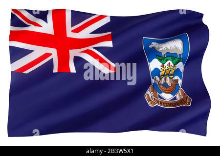 Bandiera delle Isole Falkland. L'attuale bandiera è stata adottata il 25 gennaio 1999. Foto Stock