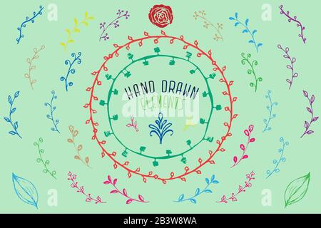 Elementi vettoriali disegnati a mano. Elementi a molla. Illustrazione Vettoriale