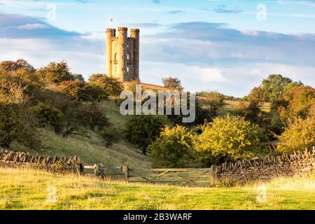 The Broadway Tower - una torre folly, vicino a Broadway, Worcestershire, Inghilterra, Regno Unito Foto Stock