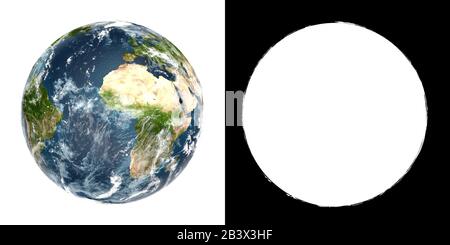 Rendering 3D ad alta risoluzione Earth Planet con Alpha Foto Stock