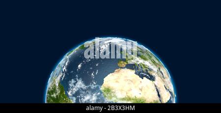 Pianeta terra su sfondo blu alta risoluzione Foto Stock