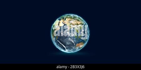 Pianeta terra su sfondo blu alta risoluzione Foto Stock