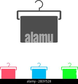 Appendiabiti con icona asciugamano piatta. Pittogramma di colore su sfondo bianco. Simbolo di illustrazione vettoriale e icone bonus Illustrazione Vettoriale