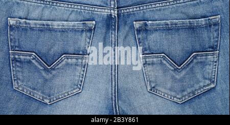 Retro denim blu texture jean con tasca. Foto Stock