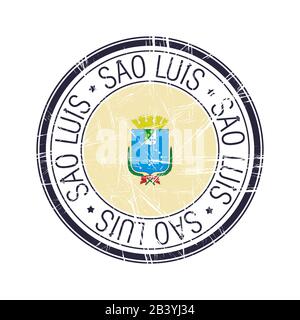Città di Sao Luis, Brasile timbro di gomma postale, oggetto vettore su sfondo bianco Illustrazione Vettoriale